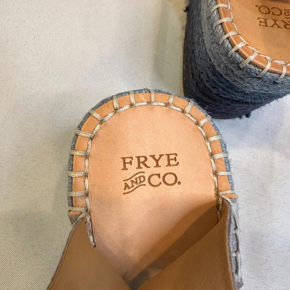 Frye Blues & Gray Amber Espadrille Wedge Heel Sz 8.5 - Picture 4 of 11